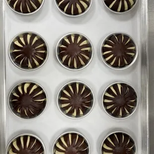 a pan of chocolates