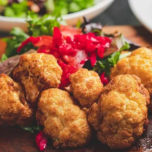 a platter of fried cauliflowers