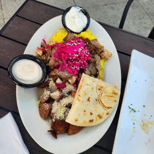 Gyro and lamb platter. Rice was so fluffy and good