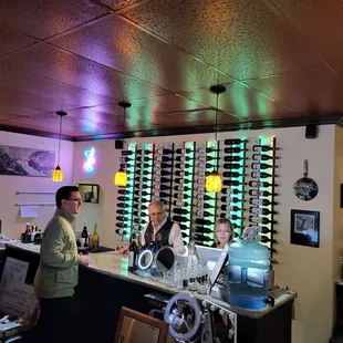 The bar area toward the back of the restaurant.