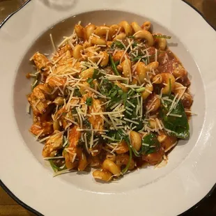 Short pasta with spicy arrabiata sauce.