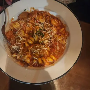 Shrimp and Italian sausage pasta