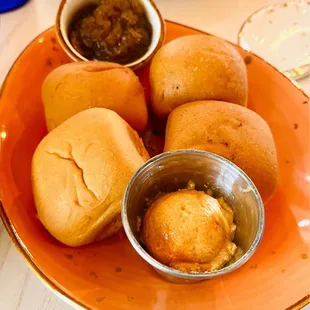 Vegan Bread Rolls with Vegan Guava Butter, Caramelized Onion Jam