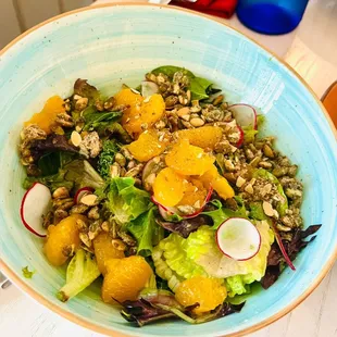 Vegan The Spice Necklace Salad: Mixed Greens, Candied Pumpkin Seeds, Fruit, Radish, Key Lime Dressing