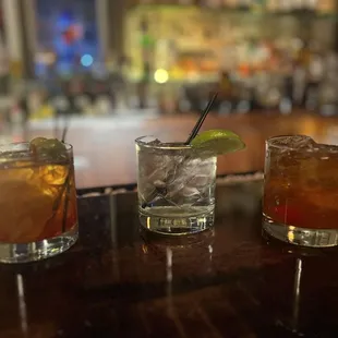 three different cocktails