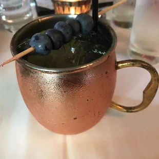 My cocktail was a blueberry (lemon) mule YUM