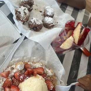 Fried Oreos, candy apple, funnel cake