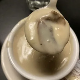 Mushrooms soup with chunk of actual mushrooms!