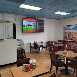 dining area with television