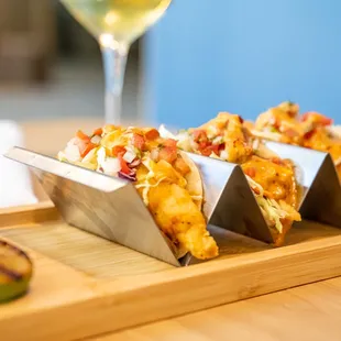 tacos and a glass of wine