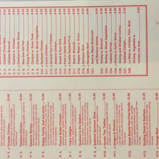 a menu for a restaurant