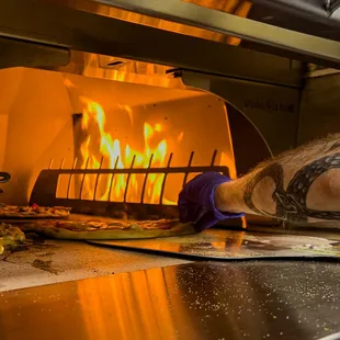 a pizza being cooked