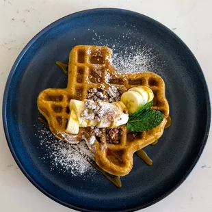 a plate of waffles
