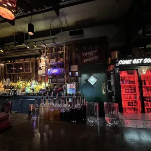 a bar with neon lights