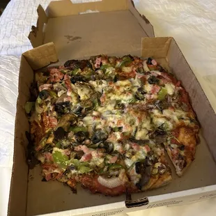 Veggie pizza but added ham