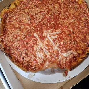 a deep dish pizza