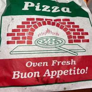 a pizza bag on a table