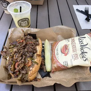 Philly with everything on it + included sides