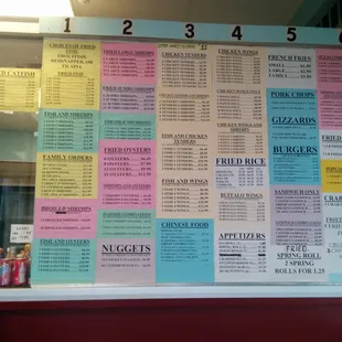 Menu so you can call in your order ahead of time