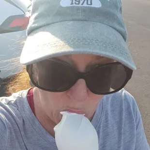 Yummy vanilla soft serve cone!