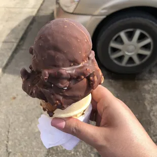 Medium dipped mint chocolate chip cone