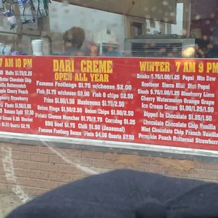 the menu for the restaurant