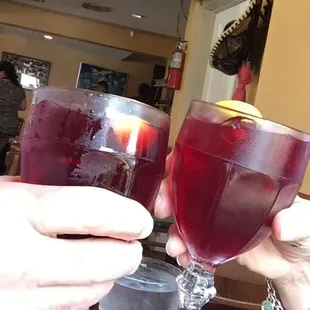 MMMM! Bottomless Sangrias are available but it was only 1pm so we just had a single, very good Sangria served with a big slice of lemon.