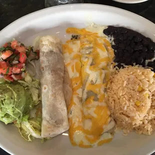 The Texans Platter - spinach enchilada and taco al carbon