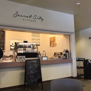 the counter and seating area