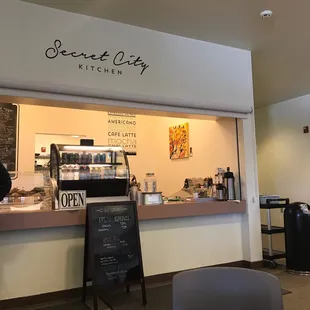 the counter and seating area