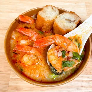 Tom Yum Shrimp Congee | IG: @SnaccyChan