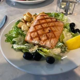 Salmon Caesar salad