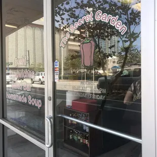 the front door of a coffee shop