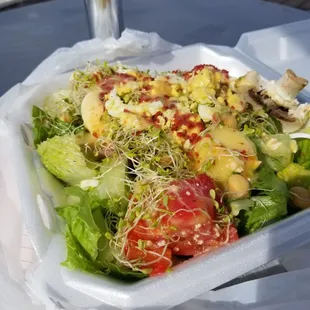 This huge salad cost $8.88. Great bargain!
