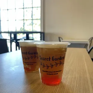 two cups of coffee on a table