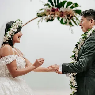 Wedding Ceremony, Exchanging of rings at Secret Island | Wedding Photography by HNL Studios www.hnlstudios.com