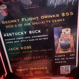 Cocktail menu