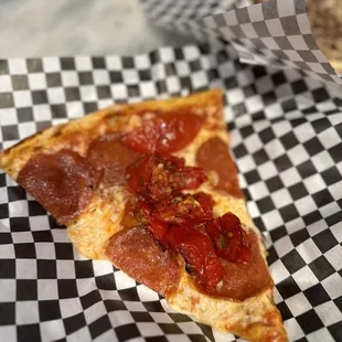 Pepperoni and roasted tomato