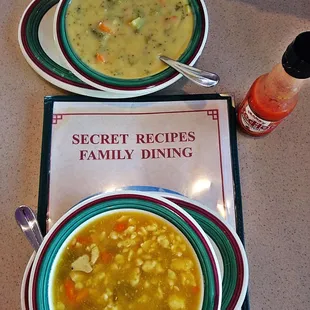 two bowls of soup