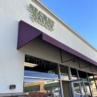 the entrance to a restaurant