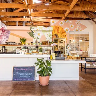 the inside of a cafe