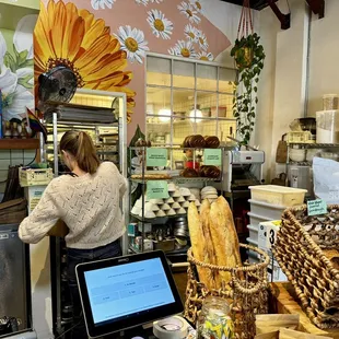 View from the register into the kitchen area.