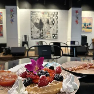 Guava waffle w/ side of bacon