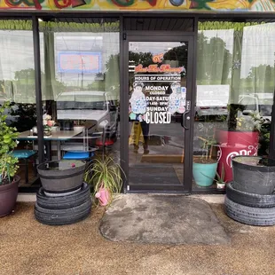 the entrance to the restaurant