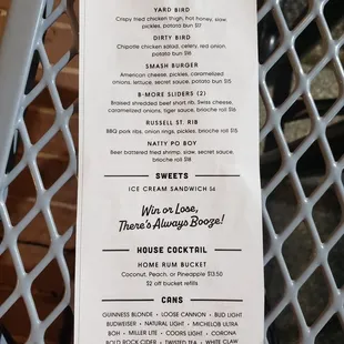 Food menu