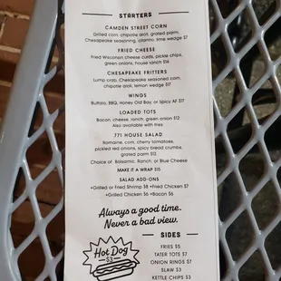 a menu for a restaurant