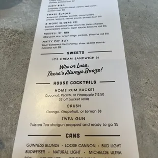 menu
