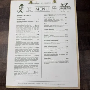 menu