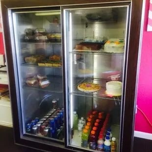 Goodies to go and cold drinks.