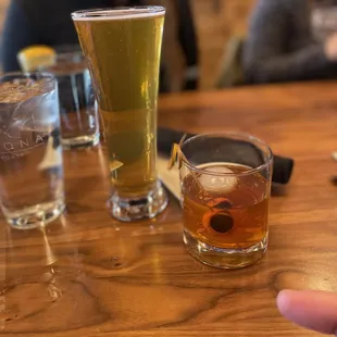 Amazing old fashioned and a nice sour beer